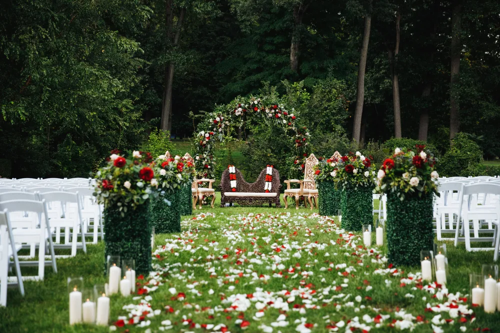 stage decoration with flowers